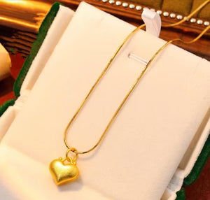 Heart Love Heart Pendant Necklace Brass Gold Plated