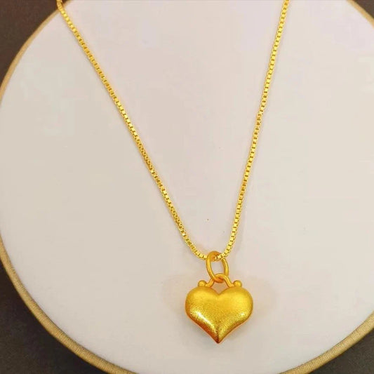 Heart Love Heart Pendant Necklace Brass Gold Plated