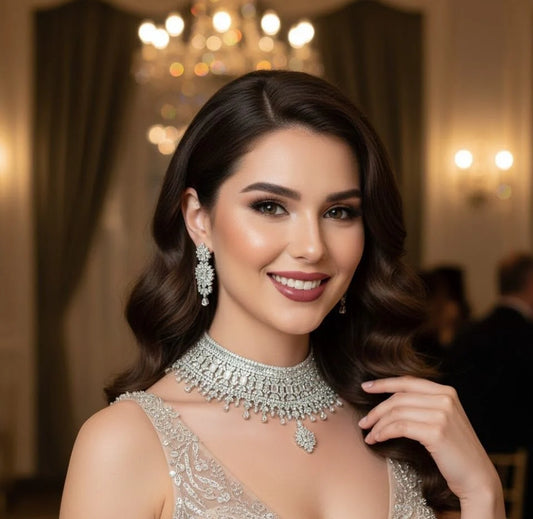 Imperial Diamond Cascade Choker Set