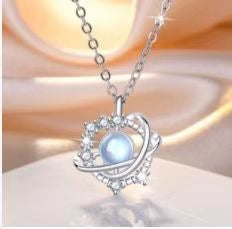 Moonstone Planet Necklace Female Rhinestone Niche Pendant Clavicle Chain