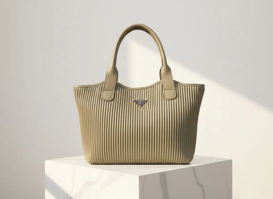 Ribbed Texture Tote Handbag